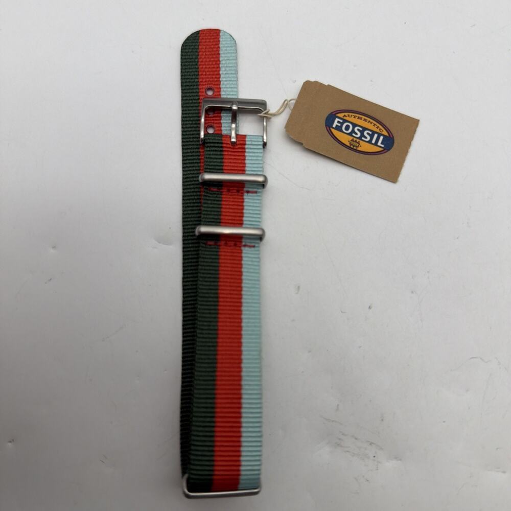 Fossil 18mm lug unisex weaved nylon watch band green orange turquoise S181086